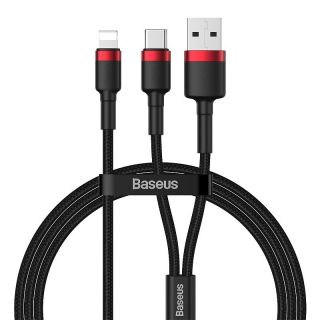 Baseus Cafule USB / USB-C - Lightning Cable PD 3.1 18W 2.4A 480 Mbps 1.2m (black+red)
