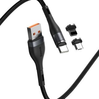 USB Baseus Fast 4in1 USB to USB-C / Lightning / Micro 3A 1m (gray + black)