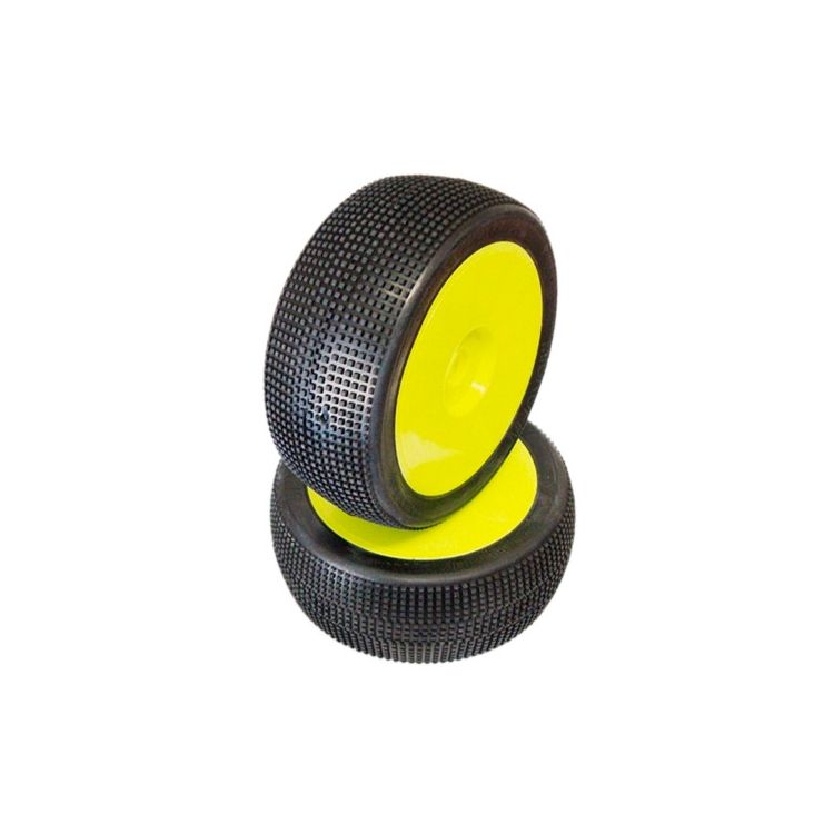 1/8 MICRO PIN COMPETITION OFF ROAD gumy nalepené gumy, SOFT směs, žluté disky, 2ks.