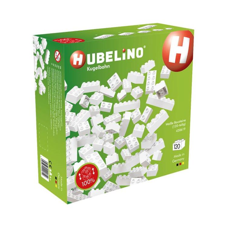 HUBELINO Kuličková dráha - kostky bílé 120 dílků