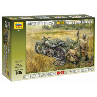 Model Kit military 3651 - Soviet Motorcycle M-72 with Mortar (1:35)