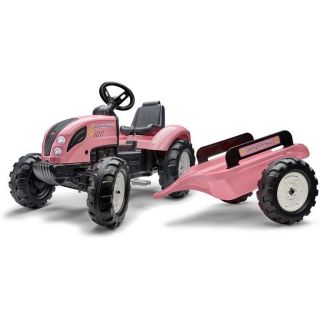 FALK - Šlapací traktor Pink Country Star s vlečkou
