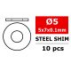 Ocelové vymezovací podložky/shim - 5x7x0,1mm - 10 ks.