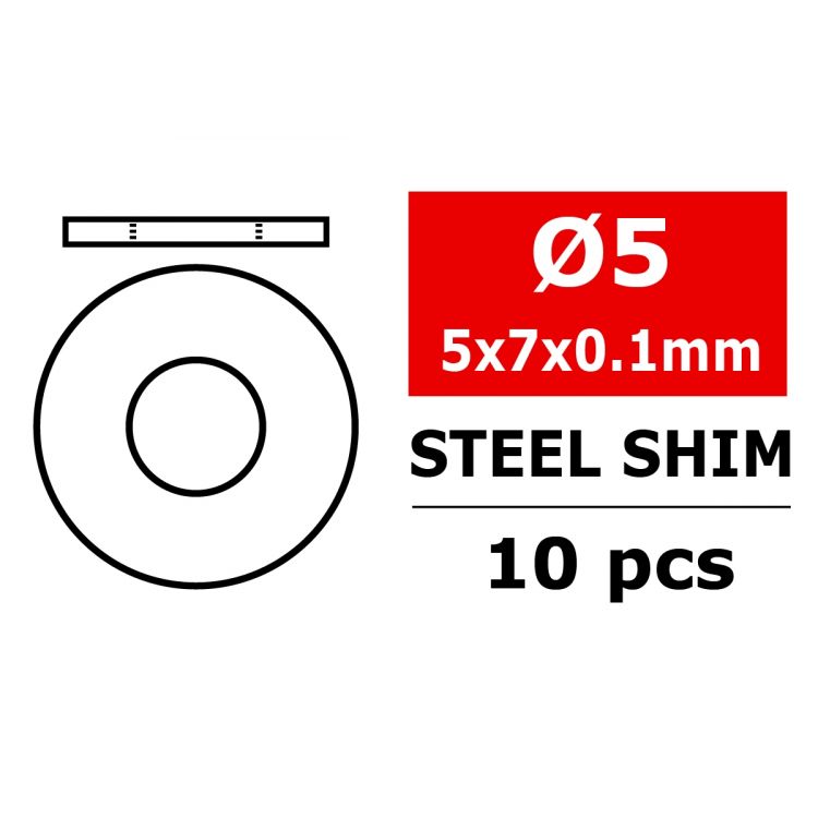 Ocelové vymezovací podložky/shim - 5x7x0,1mm - 10 ks.