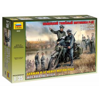 Model Kit military 3632 - German R-12 Heavy Motorcycle with Rider (1:35)