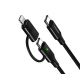 60W PD 2in1 Nylon Cable Type-C to Type-C + Lightning