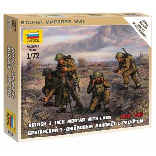 Wargames (WWII) figurky 6168 - British Mortar with crew 1939-42 (1:72)