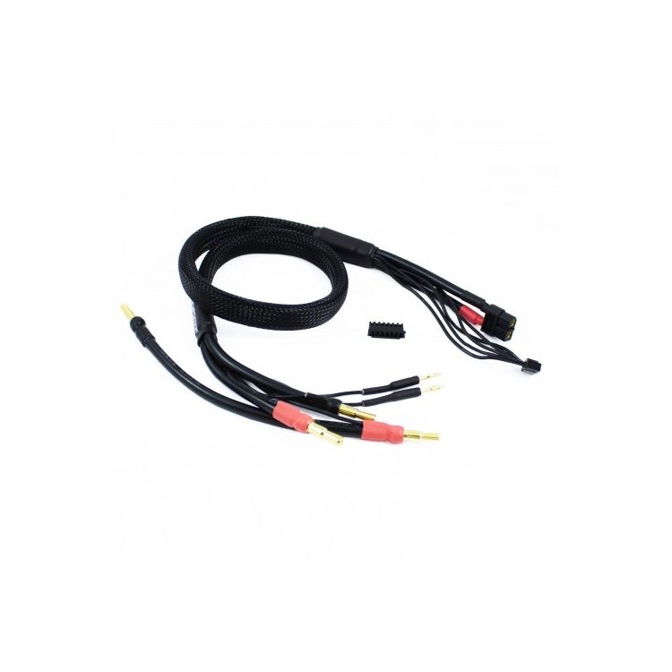 2 x 2S černý nabíj. kabel G4/G5 v černé ochranné punčoše - dlouhý 60cm-(XT60, 3-pin XH)
