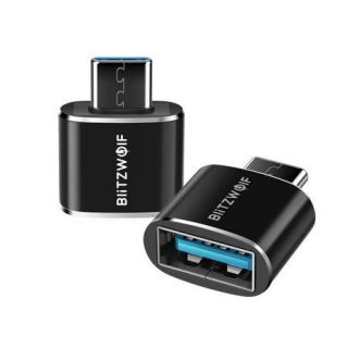 Blitzwolf BW-A4 USB to USB-C, Adapter OTG (Black) 2 ks