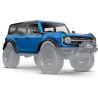 Traxxas karosérie Ford Bronco 2021 modrá  - kompletní nabarvená.  Určeno pro RC model Traxxas TRX-4 Ford Bronco 2021 nebo jiné modely TRX-4 s rozvorem 324 mm / konverzní sadou a s instalovanými blatníky pro bez-sponkové upínaní karoserie.