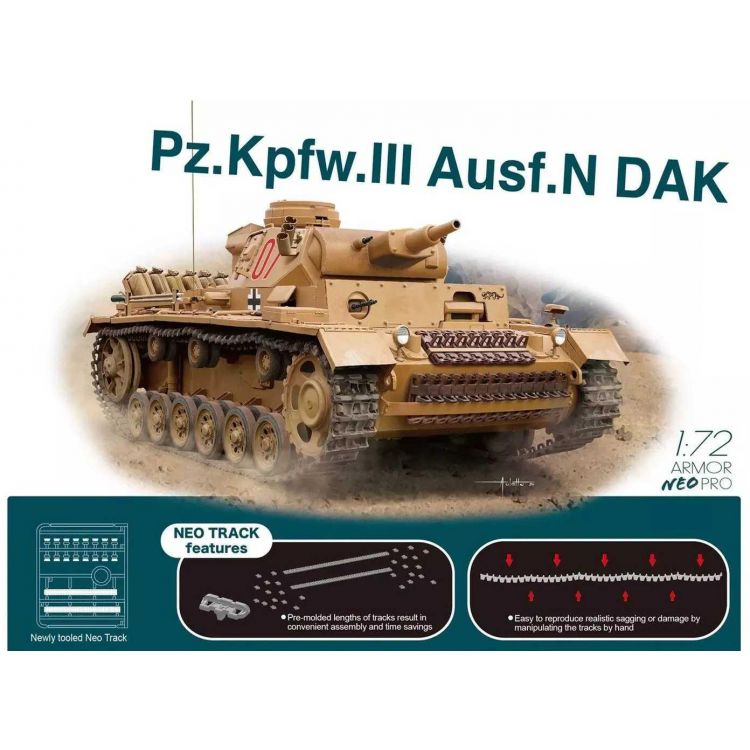 Model Kit tank 7634 - Pz.Kpfw.III Ausf.N DAK w/Neo Track (1:72)