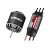 Combo set střídavého elektromotoru s rotačním pláštěm s regulátorem 60 A SBEC pro modely letadel: větroň 2200g, trenér 2100g, akro 1800g, 3D 1200g, KV1250 ot./min na V, napájení Lixx 3-4s, hřídel 4.0 mm.