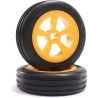 Náhradní díl pro RC modely aut Losi Mini JRX2: kolo přední s pneu Rib, oranžové (2 ks)