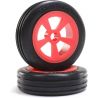 Náhradní díl pro RC modely aut Losi Mini JRX2: kolo přední s pneu Rib, červené (2 ks)