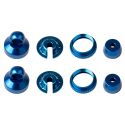 FT hliníkové díly olejových tlumičů, čepičky, podložky, kroužky, modré, 2+2+2+2 ks.