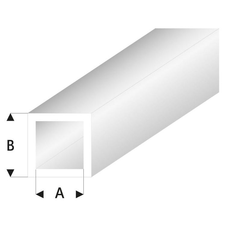 Raboesch profil ASA trubka čtvercová transparentní bílá 5x6x330mm (5)