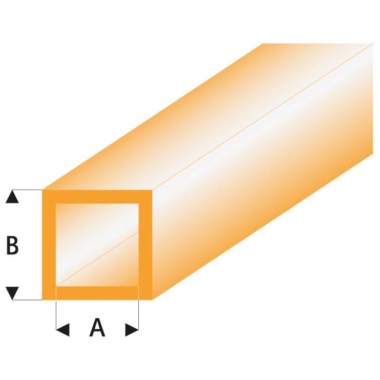 Raboesch profil ASA trubka čtvercová transparentní oranžová 3x4x330mm (5)
