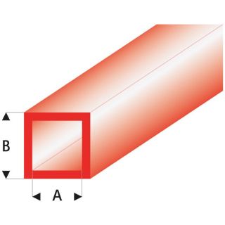 Raboesch profil ASA trubka čtvercová transparentní červená 3x4x330mm (5)