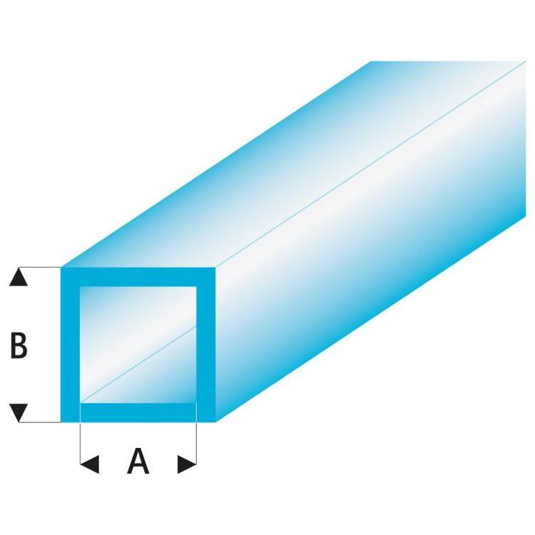 Raboesch profil ASA trubka čtvercová transparentní modrá 4x5x330mm (5)
