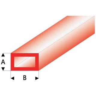 Raboesch profil ASA trubka čtyřhranná transparentní červená 3x6x330mm (5)