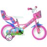Dětské kolo DINO Bikes - 12" Pepa Pig se sedačkou pro panenku a košíkem pro malé cyklistky. Ráfek s plnou pneumatikou. Stálý převod, přední čelisťová brzda, přídavná kolečka, nastavitelné sedátko, gumové rukojeti. Doporučený věk a výška dítěte: 2-4 roky, 87-120 cm.