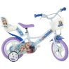 Dětské kolo DINO Bikes - 12" Snow Queen se sedačkou pro panenku a košíkem pro malé cyklistky. Ráfek s plnou pneumatikou. Stálý převod, přední čelisťová brzda, přídavná kolečka, nastavitelné sedátko, gumové rukojeti. Doporučený věk a výška dítěte: 2-4 roky, 87-120 cm.