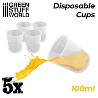 5x Disposable Measuring Cups 100ml / 5x jednorazové odmerky 100 ml