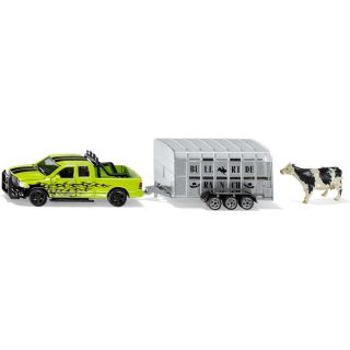 SIKU Farmer - RAM 1500 s přívěsem na přepravu krav, 1:50