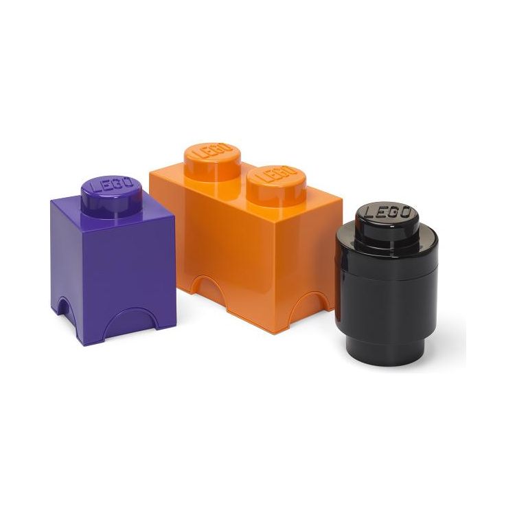 LEGO úložné boxy Multi-Pack 3ks - fialová, černá, oranžová