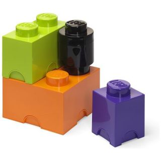 LEGO úložné boxy Multi-Pack 4ks - fialová, černá, oranžová, zelená