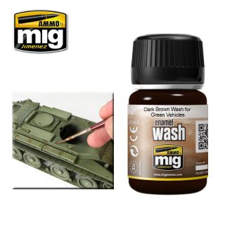 Dark Brown WASH for Green Vehicles 35ml / A.MIG-1005