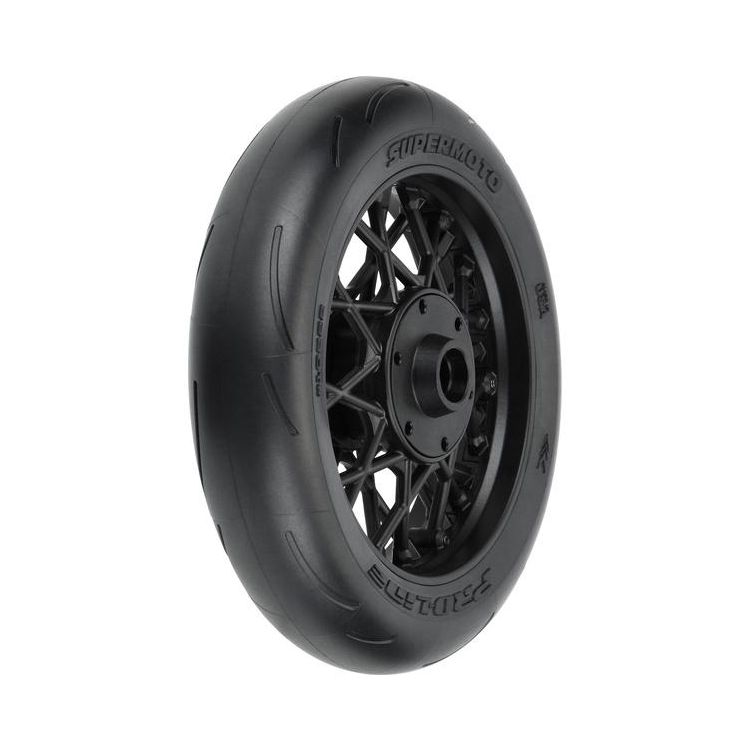 Pro-Line kolo s pneu 1:4 Supermoto přední, disk černý: PM-MX