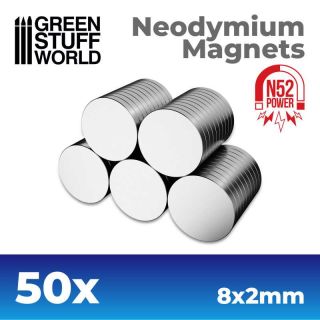 Neodymium Magnets 8x2mm - 50 units (N52) / Neodymové magnety 8x2mm 50ks