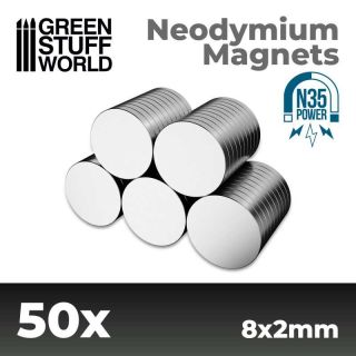 Neodymium Magnets 8x2mm - 50 units (N35) / Neodymové magnety 8x2mm 50ks