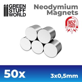 Neodymium Magnets 3x0'5mm - 50 units (N52) / Neodymové magnety 3x0'5mm 50ks