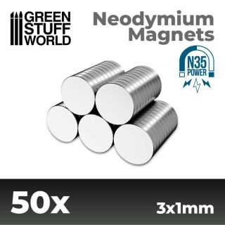 Neodymium Magnets 3x1mm - 50 units (N35) / Neodymové magnety 3x1mm 50ks