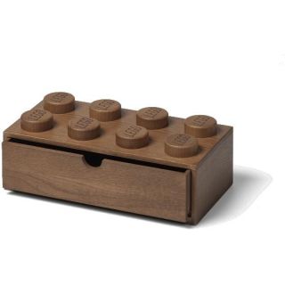 LEGO Wood dřevěný stolní box 8 se zásuvkou dub tmavý