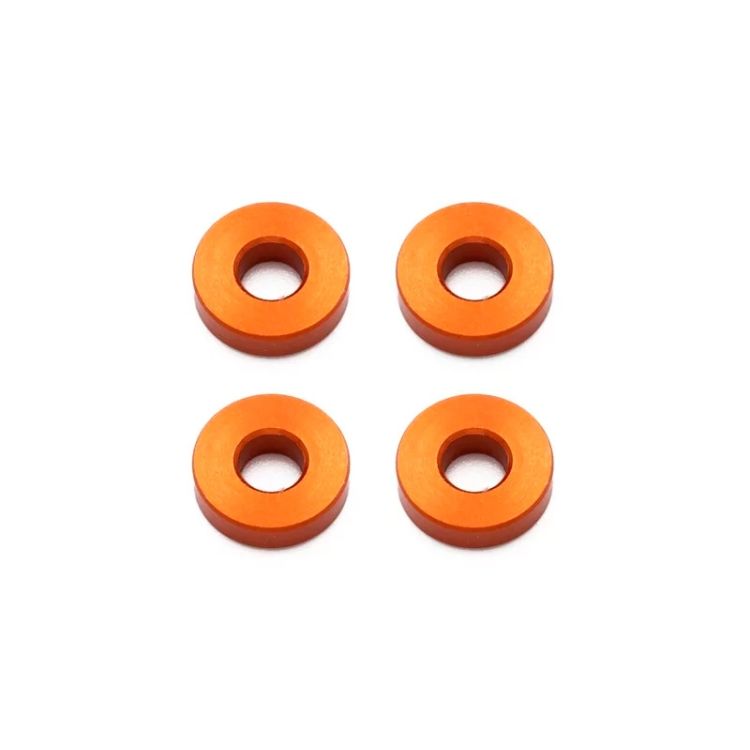 Oranžová hliníková podložka 3x7,5x2 mm, 4 ks.