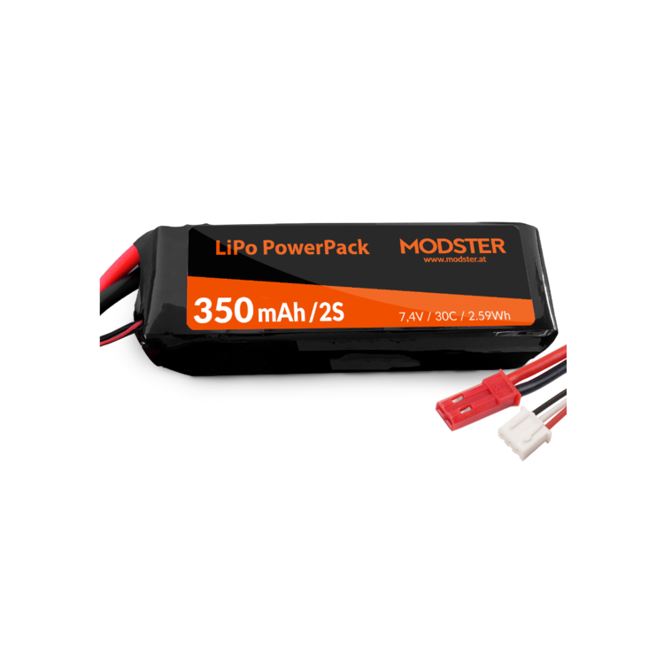 LiPo Pack LiPo Battery 2S 7.4V 350 mAh 30C (JST) MODSTER PowerPack Easy Trainer 800