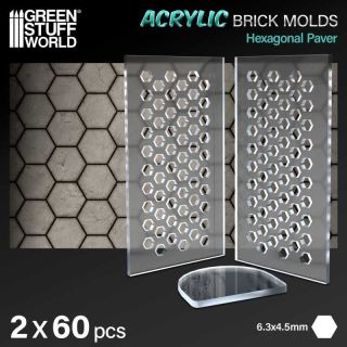 Acrylic molds - Hexagonal Paver 1:35 / Akrylové formy - Šesťhranná dlažba