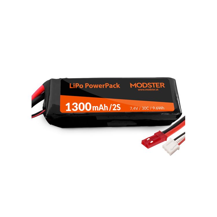 LiPo Pack 2S 7.4V 1300 mAh 30C (JST) MODSTER PowerPack Easy Trainer 1280