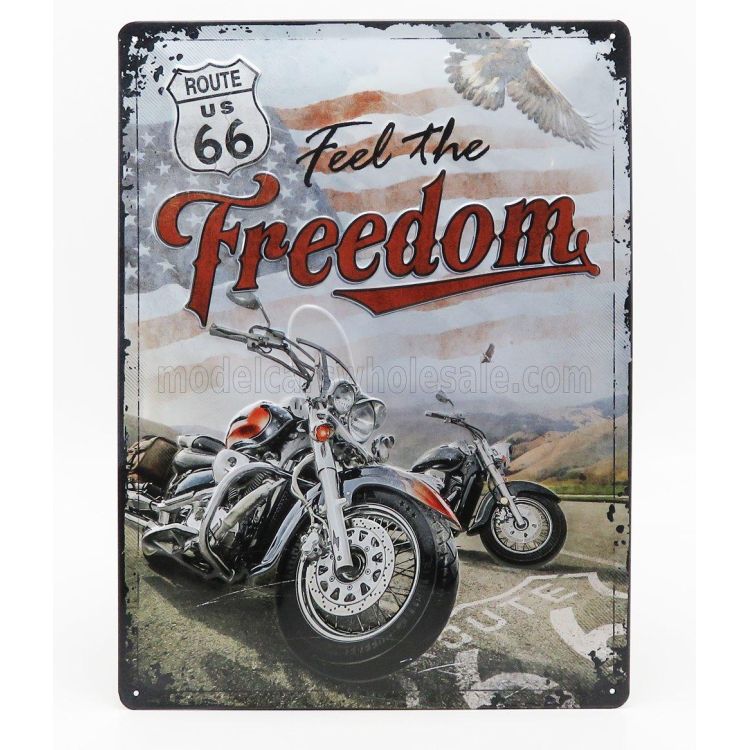 EDICOLA ACCESSORIES 3D METAL PLATE - RUOTE 66 FEEL THE FREEDOM - BLACK RED BROWN 1/1 EDICOLA ACCESSORIES 3D METAL PLATE - RUOTE 66 FEEL THE FREEDOM - BLACK RED BROWN 1/1