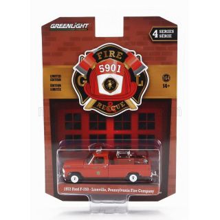 GREENLIGHT FORD USA F-250 PICK-UP PENNSYLVANIA FIRE ENGINE 1972 - ORANGE 1/64