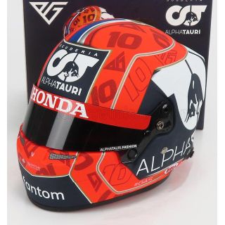 MINI HELMET BELL HELMET F1  CASCO HELMET AT02 HONDA RA620H TEAM ALPHA TAURI N 10 SEASON 2021 PIERRE GASLY - RED BLACK 1/2