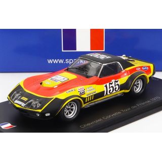 SPARK MODEL CHEVROLET CORVETTE C3 N 155 TOUR DE FRANCE 1970 H.GREDER - J.C.PERRAMOND - RED YELLOW BLACK 1/43