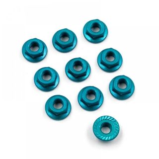 Hliníkové matice kol zoubkované Lock Nut 10ks - modré