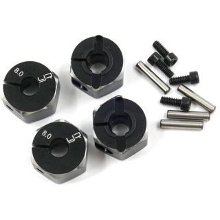 Hliníkové HEX unašeče kola 12x8mm, 4ks, černý