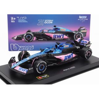 BURAGO ALPINE F1  A523 TEAM BWT ALPINE F1 N 31 SEASON 2023 ESTEBAN OCON - CON PILOTA E VETRINA - WITH PILOT AND SHOWCASE - BLUE 