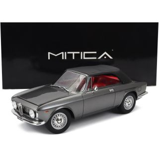 MITICA ALFA ROMEO GIULIA 1600 GTC CABRIOLET CLOSED 1964 – INTERIOR RED - GRIGIO MET - GREY 1/18