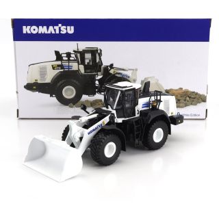 UNIVERSAL HOBBIES KOMATSU WA475-10 RUSPA GOMMATA TRACTOR SCRAPER 2010 - WHITE BLACK 1/50
